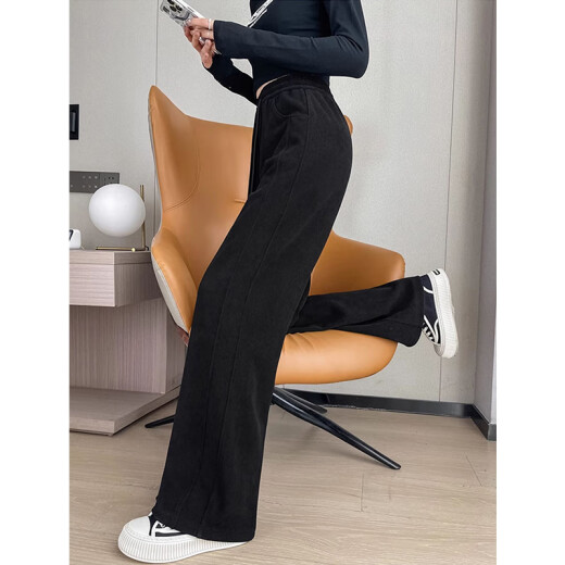 Red Dragonfly Versión estrecha Pantalones para mujeres 2025 Primavera y otoño Nuevos pantalones casuales para mujeres Plus Velvet Spring Sports Straight Pants 689# Black pantalones - M.