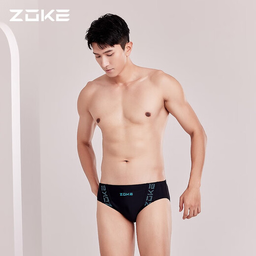 Zhouke's nouveau maillot de bain pour hommes triangle taille basse serré mode sportive maillot de bain professionnel à séchage rapide pour hommes noir 121502103 + bonnet de bain 620503203 XL