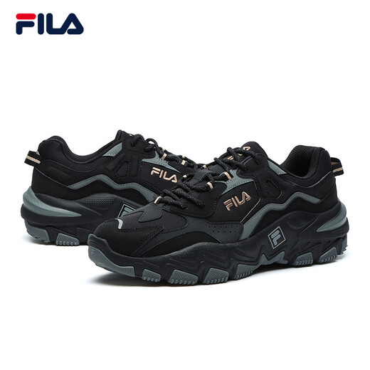 斐乐（FILA）男女同款跑步鞋舒适轻便慢跑透气休闲运动鞋七夕送掠夺者情侣鞋 黑/中灰-BM【男款】 43