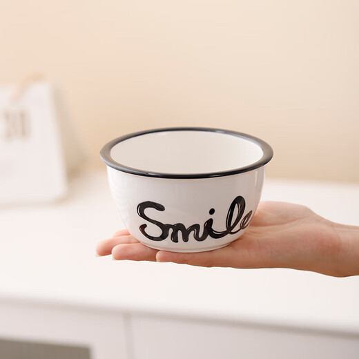 Super popular 4.75-inch rice bowl, large-capacity food supplement bowl, ceramic bowl, smiley face bowl, 2 bowls, 2 scoops