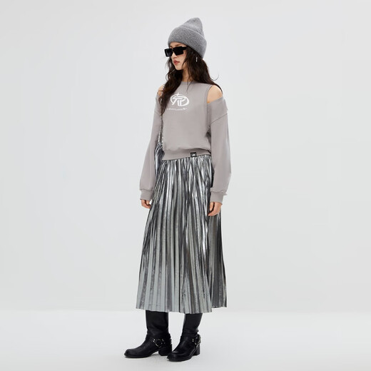 Solo el temperamento de la moda de invierno versátil versátil cuello redondo de manga larga para mujeres 12349S025 E38 Travel Bird Gray XS (155) 76a