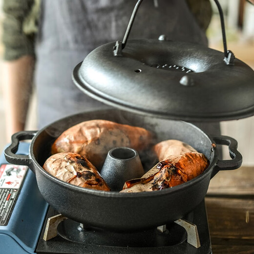Kangzhiban roasted sweet potato device roasted sweet potato pot roasted sweet potato potato chestnut corn household cast iron pot double hole 25 cm grate clip tin foil gloves