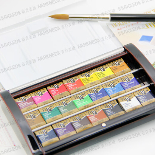 Japonais Holbein Watercolor Paint Set Artists's Artist's 24 Colors 36 Color Boad Box 21 Couleur Echimae Lacquer Set: PN695 Single Box