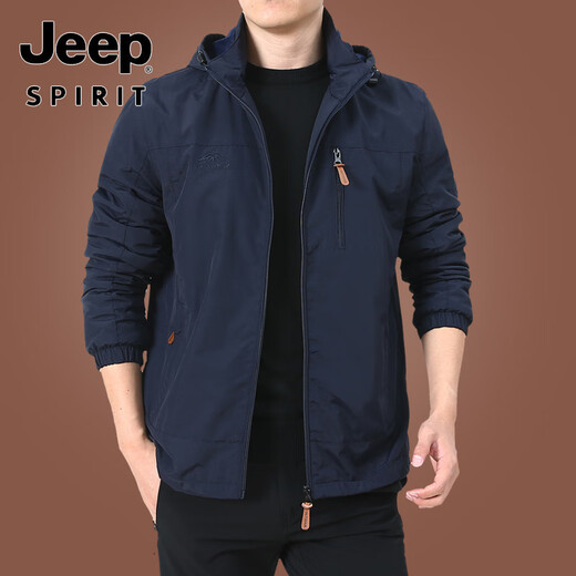 Jeep (JEEP) outdoor men's jacket autumn and winter 24 new middle-aged men's autumn clothes top plus velvet jacket men's spring and autumn thick plus velvet 9898 military green style XL