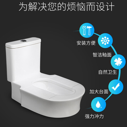 RONGJIE delivered to home toilet modified squat toilet ceramic squat water tank integrated squat toilet household toilet modification free platform digging table squat toilet 400mm hole spacing from the wall (without S bend)