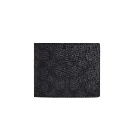 COACH official authorized store coach luxury outlet classic presbyopic short wallet black gift for boyfriend CW380CQBK black