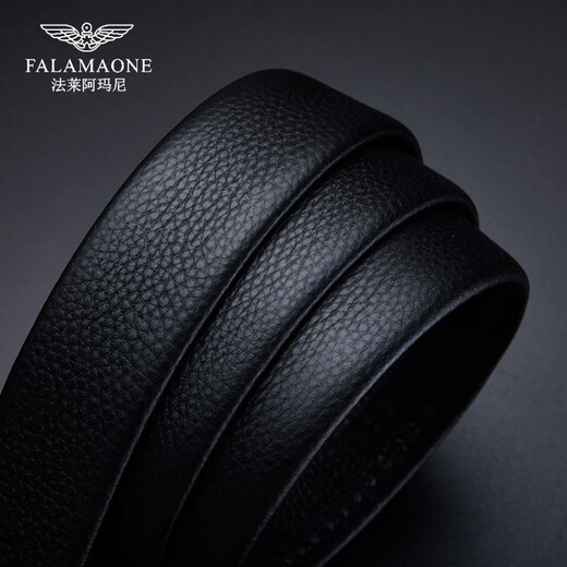 法莱阿玛尼（FALAMAONE）男皮带头层牛皮自动扣腰带真皮奢侈裤带生日高档礼物送爸爸老公 专柜礼盒PD829Q/百搭枪色 110cm -130cm默认随机（可修剪）