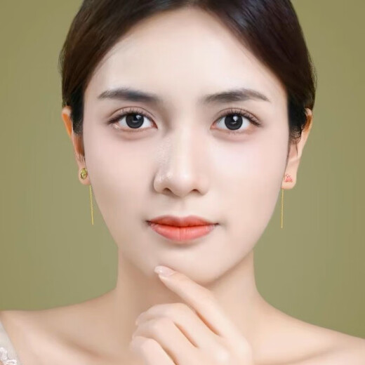 DL 1998 Fat Donglai same style 18k gold ear wire yellow K gold color gold lotus lotus leaf lotus leaf earrings earrings gift for women gold