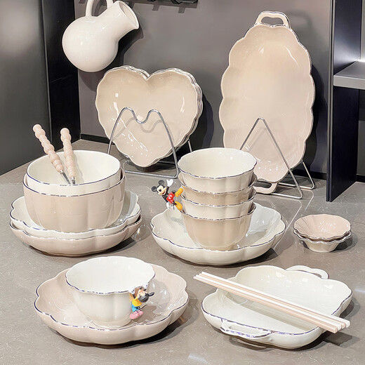 Hauswarming New Home Bowl und Dish Set Haushaltsgefühl Reis Schüssel Schüssel Häuse Schüssel Suppe Schüssel Tischgeschirr Kombination Sahne Stil Custom Feste Farbglasur 8,5 Zoll 2 Packungen 1278 0 Köpfe