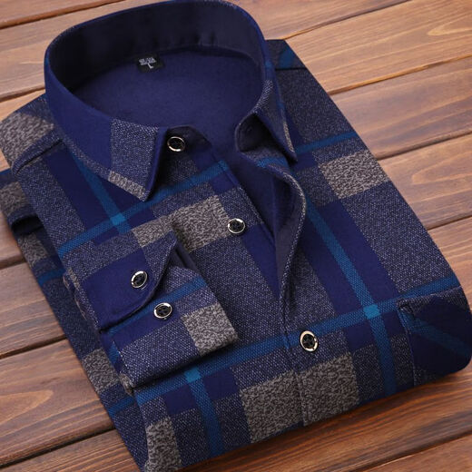 
In autumn and winter high-end men's warm shirt plus velvet thickened long-sleeved shirt dad middle-aged men's clothing 1/2 pieces Z HB685+HB684 2 pieces L suitable for 100Jin [Jin equals 0.5 kg]-119Jin [Jin equals 0.5 kg]