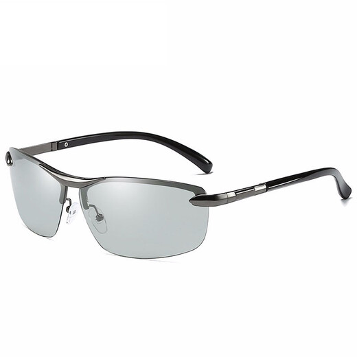 PAMIAO photochromic polarized sunglasses, men's sunglasses, day and night, special for driving, fishing sunshade, anti-high beam, black frame, color-changing gray film