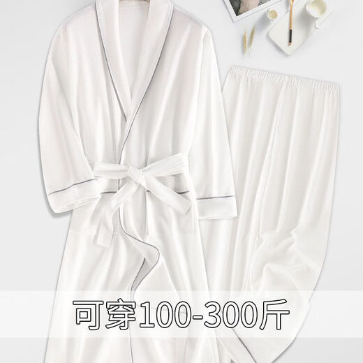 
Catman (MiiOW) bathrobe large size 300 Jin [Jin equals 0.5 kg] Couple pajamas men and women long-sleeved slimming towel material hotel bathrobe five-star nightgown summer black single robe 5XL 280-300 Jin [Jin equals 0.5 kg]