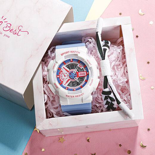 Park RI Watch Schüler Junior High School weiblich Ins Stil Internet Berühmtheit Einfache elektronische Uhr Harajuku Sport frisch 918 692-32 Pink Gold Watch + Batterie