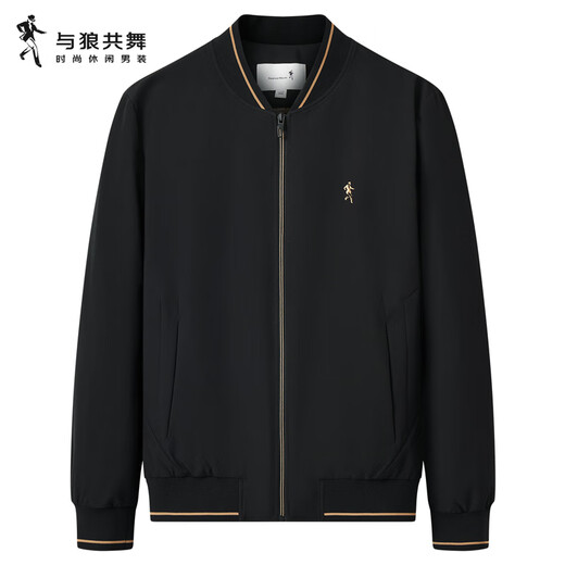 Dances with Wolves 90 duck down + graphene lining windproof baseball uniform casual men's jacket 001 black 170