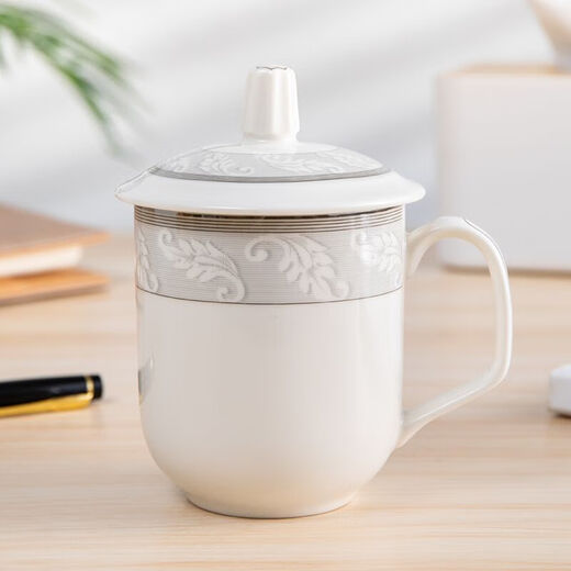 Yiyi ceramic medium lid cup 300ml mug with lid office meeting meeting reception tea cup water cup