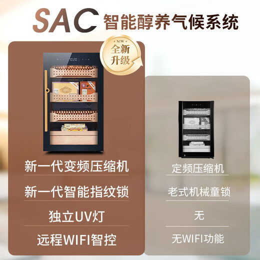 Shuangyou 120AH cigar cabinet constant temperature and humidity humidification cabinet eggplant cabinet mini cedar wood black