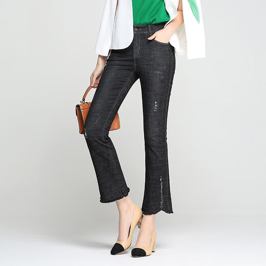 Cada vez que la ropa para mujeres de la primavera de primavera de microflares de primavera de los jeans para mujeres, los pantalones elásticos de las mujeres, las mujeres 9203 Blue oscuro 31