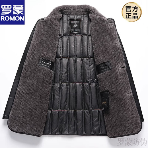ROMON middle-aged men's leather jackets with velvet and thickened dad's winter leather jackets for middle-aged and elderly grandfathers and elderly leather jackets black down liner 4XL 195 170-185 Jin Jin is equal to 0.5 kg