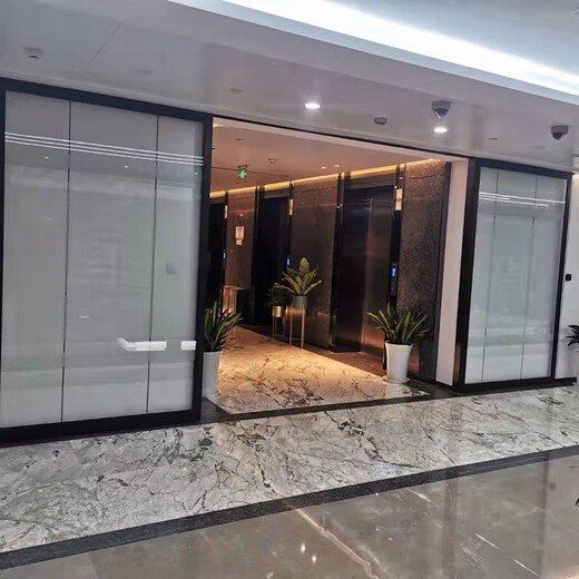 Гуанчжоу распашная электрическая стеклянная дверь Huadu электронная раздвижная стеклянная дверь Qingyuan рама из нержавеющей стали стеклянная дверь светло-серого цвета