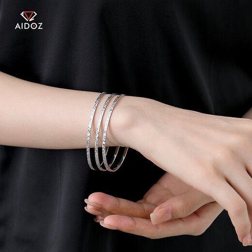 Aido Diamond New Explosive Platinum Crushed Ice Bracelet Women's Fashion pt950 Pure Platinum Oval Semi-Solid Royal Concubine Bracelet Oval Inner Diameter 54mm Weight 11.90g Width About 3mm