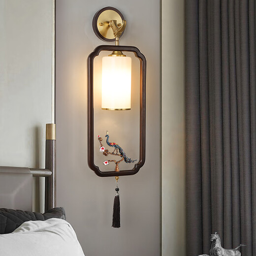 Ancient Tang Style 2024 New Walnut Wall Lamp Living Room Porch TV Background Wall Bedroom Study Walkway Chinese Style Zen Lamp A-2/Model 20 Watt Three Color LED