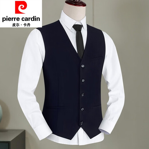 Pierre cardin suit vest men's spring and autumn new business casual single vest men's vest horse clip trendy large size gray five-bar pocket model XL