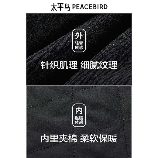 PEACEBIRD Men's Jacket Textured Shirt Style Winter Padded Lapel Executive Jacket Black XL