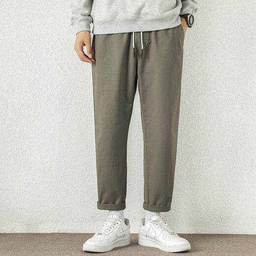 Jean-Vis Sommer neue Freizeithosen für Männer losen gerade 2025 neue konische neun-Punkte-Sommer-Komforthose 9904 Khaki Grey [Atmungsbares Baumwollhochqualität] s