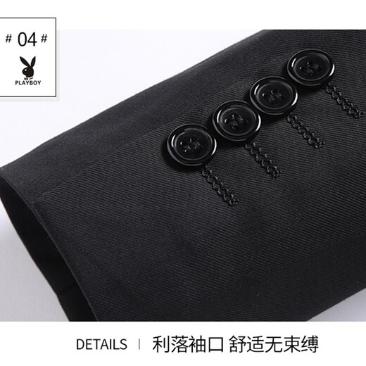 Playboy Suit Suit Men's Jacket Korean Slim Fit Groomsmen Wedding Business Casual Professional Formal Small Suit Men Two-Button Black Suit + Vest + Shirt + Gift Bag XL 175