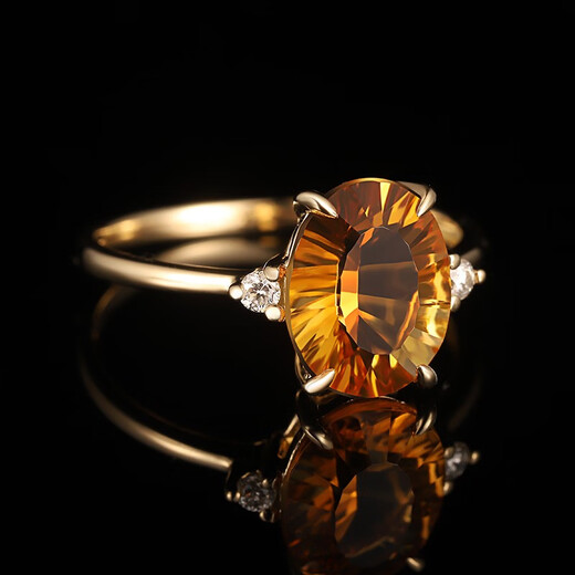 Tingliang 18k gold diamond citrine ring for women, natural colored gemstone ring for your lover, customized in other sizes