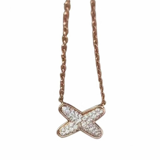 WSAY18/k sand gold diamond l stone chain new style French cross full diamond happy relationship life rose silver type S cross full diamond necklace silver