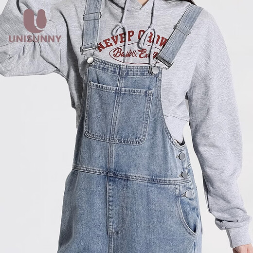 Unisunny schwangere Frauenhose im Frühjahr und Herbst, die Denim -Overalls trugen, lose geraden Hosen, kleine Mutterschaftskleidung, große Freizeithosen, hellblau XL [vorgeschlagen 120140jin [Jin gleich 0,5 kg]]