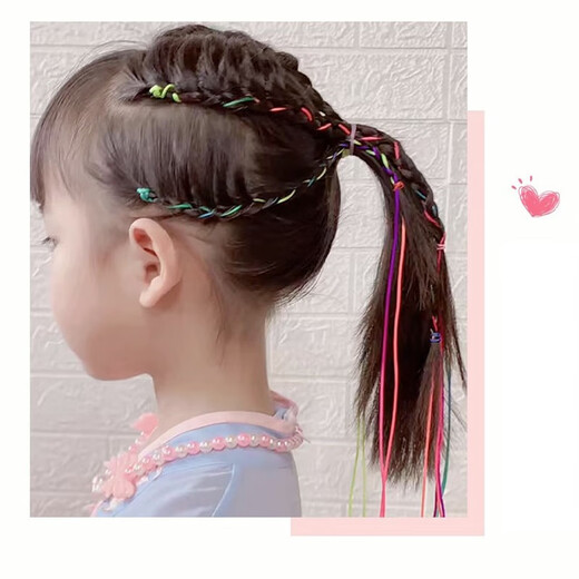 Jingji braided colored rope braided hair chain, dirty braided headband, seven-color gradient braid, ethnic style hair rope braid, hip-hop ribbon, 3 styles, 64 strands in total