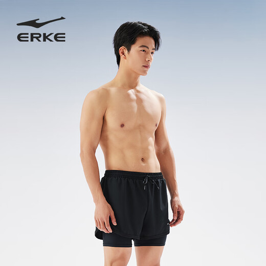 鸿星尔克（ERKE）泳裤男士双层防尴尬平角宽松速干 度假沙滩裤泡温泉泳衣游泳装备
