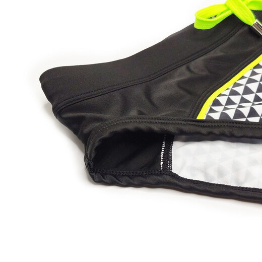 UXH男三角泳裤格子拼色黑色游泳裤好品质涤纶氨纶面料泳池沙滩海洋 黑色 XL