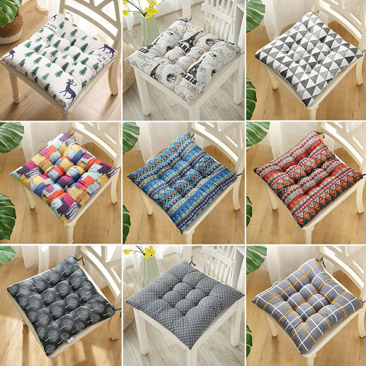 Rongtao seat cushion butt cushion office sedentary dormitory college student floor tatami seat cushion stool chair chair cushion gray white yellow grid 40X40 thick cotton and linen square B