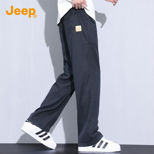 吉普（JEEP）【天丝薄款】高端男士休闲裤男2025夏季宽松阔腿裤冰丝直筒裤子男