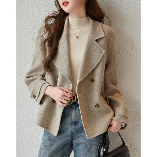 Demana double-sided wool reputation king new winter commuter sheep wool Korean style lapel simple style jacket women's short top