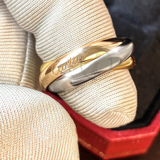 De segunda mano 99 nuevo Cartier Cartier Trinity serie anillo versión estrecha Joyería de oro de 18 quilates anillo de oro tricolor anillo de tres anillos, siete anillos 99 nuevo tamaño mediano - producto único - ancho 3,2 mm precio de contador 15100 50/código de país 10