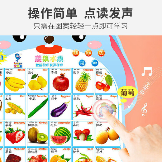 LELEFEFER BABYS Early Education Post -Diagramm mit Sounds Lernen Sie Pinyin nach dem Bild und Aufklärungspunkt Lesen Spielzeug Ladestier die Tierwelt, in der sie lesen können [Batteriemodell]
