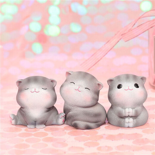 【曲美思】生日礼物猫妮卡小摆件少女心萌宠装饰品学生闺蜜情侣汽车载小猫可爱公仔饰品 树脂款猫咪5款(原包装)