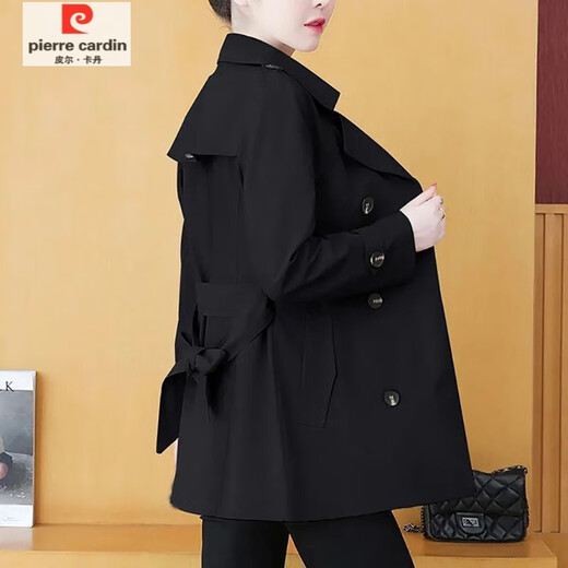 皮尔卡丹（pierre cardin）女装风衣女士春秋季新款韩版时尚休闲百搭中长款外套女大衣 墨绿色 4XL 建议152-170斤