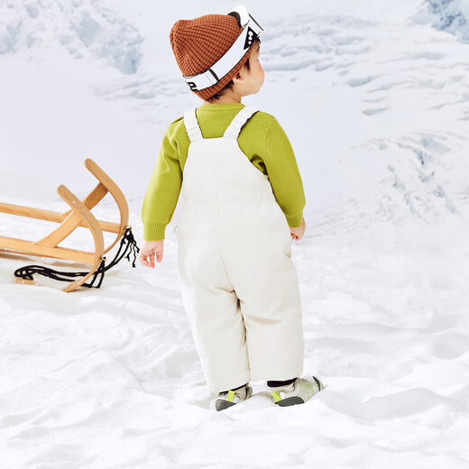 Mini Bala three-proof overalls for boys and girls in winter, oil-proof and windproof pants, water-repellent down pants, light khaki 50355 120