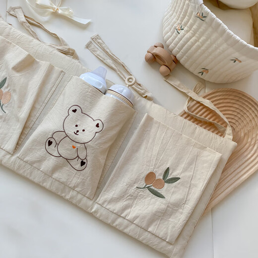 
Renjuyi ins Feng baby cot storage bag hanging bag diapers diapers storage baby toy storage storage bag bear bedside bag