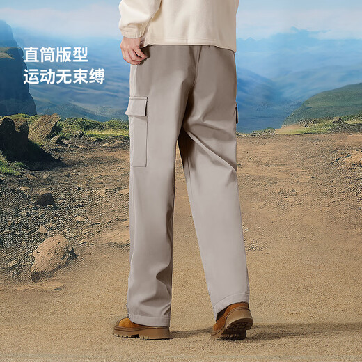 Camel velvet pants men's workwear style autumn and winter waterproof windproof warm casual pants loose straight sports pants women Y14CAY6625, desert gray, men's single layer 2XL