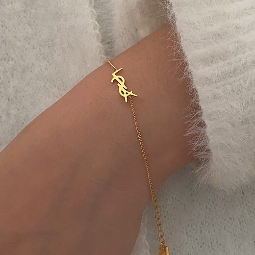 Luruo GWE Korean niche design ins style letter bracelet for women L ultra-fine light luxury socialite high-end 18k gold bracelet gold