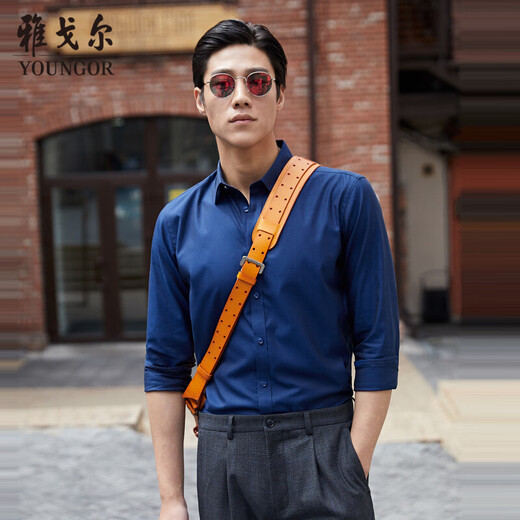 YOUNGOR (YOUNGOR) shirt men's four seasons young men's casual formal shirt GLDP16384AJA black 40