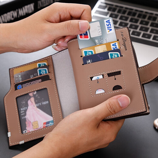 Tengge Gelsm men's wallet short card bag card package Student multi -function money clip individual creativity, large capacity, multi -card clip gray