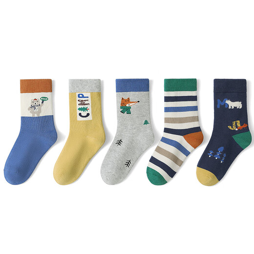 Six-fingered mouse children's socks, spring and autumn combed cotton socks, boys, middle and large children, baby students, autumn and winter mid-calf stockings for trendy children