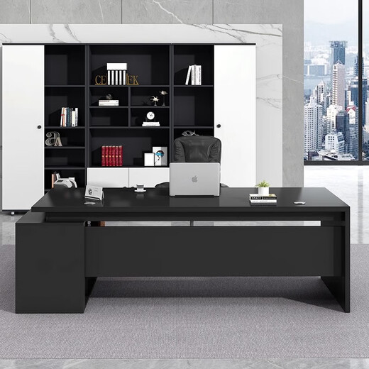 Chengfeng Desk Boss Desk Simple Modern Office Furniture Table and Chair Combination Manager CEO Executive Desk High-end Desk Dark Walnut Length 160+ Desktop Width 80+ Side Cabinets